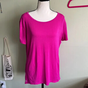 Athleta pink Racerback cutout back side slits short sleeve shirt